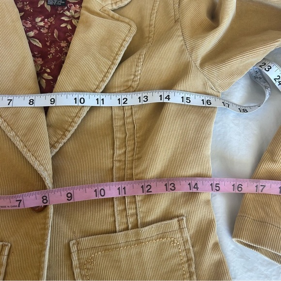 DOLLHOUSE 90s Y2K Corduroy Cropped Blazer Jacket Size S Tan Boho Academia - Picture 12 of 12